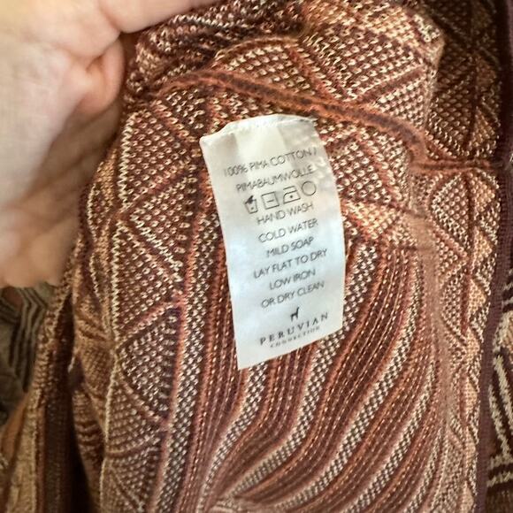 Peruvian Connection Imani Pima Cotton Sheath Dress Size Small Brown Orange Cream - Picture 6 of 7